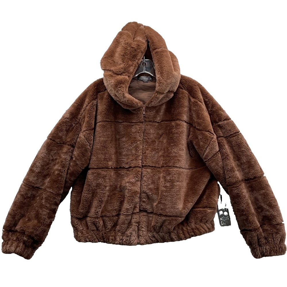 Faded Rose Faux Fur Jacket Women Large Mob Wife Chic 90's Retro Winter Teddy Y2k